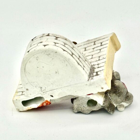 Vintage 1980s Night Before Christmas Mouse & Fireplace Ceramic Candle Holder - Picture 6 of 7
